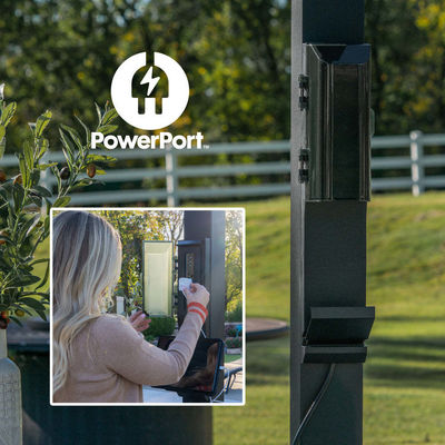 Pergola de acero de techo impermeable ajustable para espacios de vida al aire libre de trabajo pesado