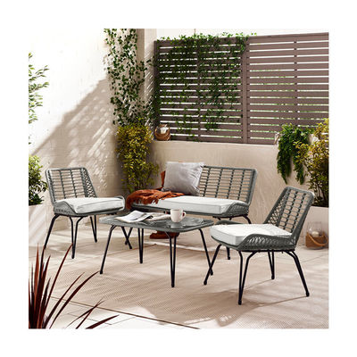 Muebles de jardín con marco de metal Muebles de balcón de plástico Muebles de patio de ratán