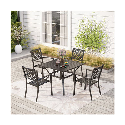 Jardín de metal de AJUNION Muebles de exterior impermeables con sillas de comedor apilables