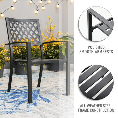 Jardín de metal de AJUNION Muebles de exterior impermeables con sillas de comedor apilables