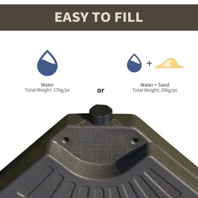 Muebles para exteriores AJUNION 4 PC Base de sombrilla redonda portátil con arena o agua llena