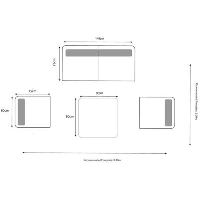 Muebles modernos para exteriores con marco de aluminio y acabado de grano de madera