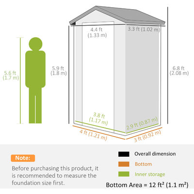 Jardín de plástico impermeable con marco de aluminio y casa de herramientas