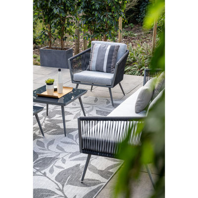 Muebles de jardín de marco de aluminio Conjunto de salón con mesa de café Tamaño L60 x D60 x H39cm