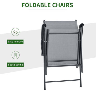 Sillón plegable Muebles de patio 4 plazas Set comedor con tapa de vidrio y agujero para sombrillas