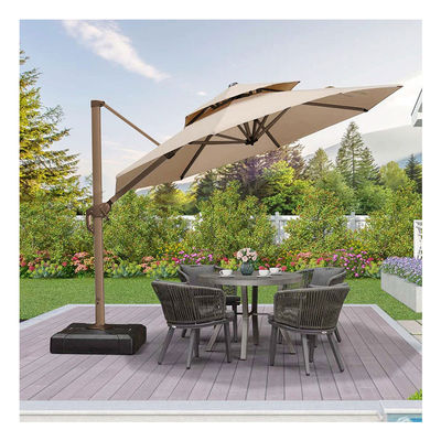 Patio de jardín al aire libre 360 grados de rotación de aluminio doble techo sombrilla deluxe sombrilla