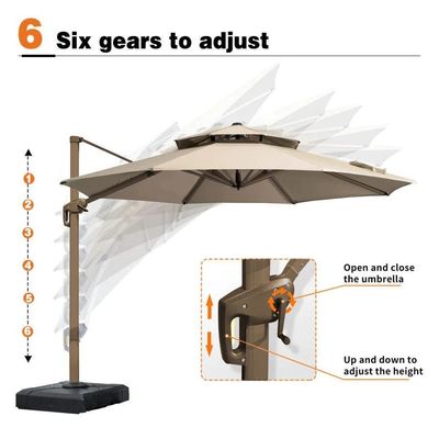 Patio de jardín al aire libre 360 grados de rotación de aluminio doble techo sombrilla deluxe sombrilla