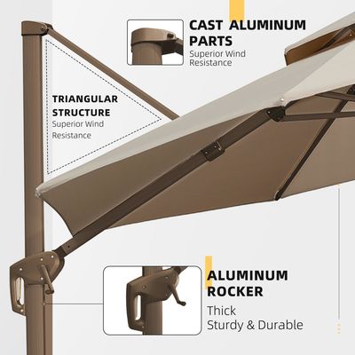 Patio de jardín al aire libre 360 grados de rotación de aluminio doble techo sombrilla deluxe sombrilla