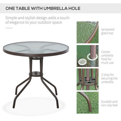 AJUNION Muebles de patio de metal Conjunto sillas plegables y mesa de comedor con orificio para sombrillas