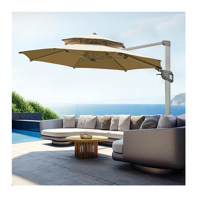 Moderno diseño AJUNION Paraguas comerciales al aire libre con dos capas de techo solar impermeable