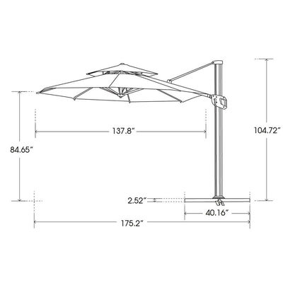 Moderno diseño AJUNION Paraguas comerciales al aire libre con dos capas de techo solar impermeable