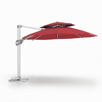 Moderno diseño AJUNION Paraguas comerciales al aire libre con dos capas de techo solar impermeable