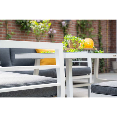 Muebles de jardín de mesa de comedor exterior de aluminio con banco de AJUNION