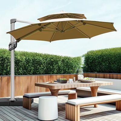 Moderno diseño AJUNION Paraguas comerciales al aire libre con dos capas de techo solar impermeable
