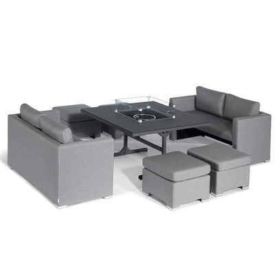 Muebles de jardín de diseño moderno Sofá conjunto con chimenea Mesa de mesa Tamaño W126 x D126 x H71cm