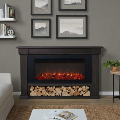 Cabinet de chimenea eléctrica con almacenamiento de leña y control remoto de salida de calor de 100 BTU