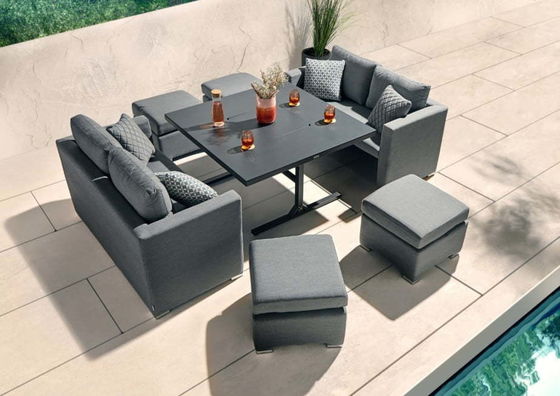 Muebles de jardín de diseño moderno Sofá conjunto con chimenea Mesa de mesa Tamaño W126 x D126 x H71cm