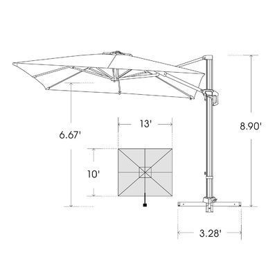 Moderno estilo de diseño de 1 nivel de paraguas de voladizo para jardín sombra solar y protección
