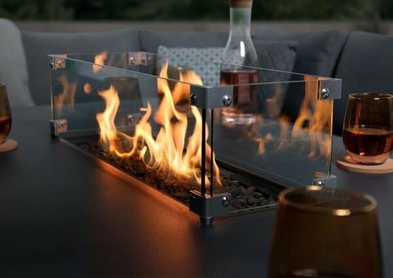 Embalaje de correos Y AJUNIÓN Tejidos de lujo para exteriores Muebles de patio Set comedor con mesa de fuego
