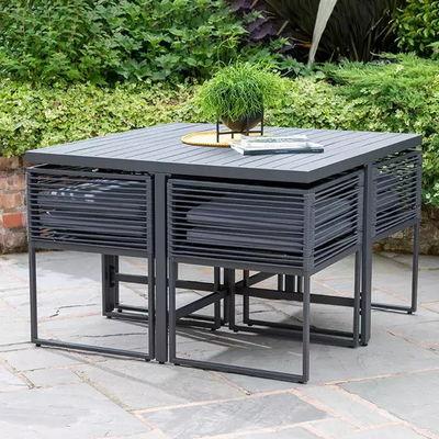 Muebles artesanales de jardín de comedor de cuerda de aluminio para diseño de ahorro de espacio al aire libre
