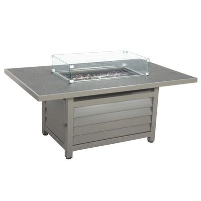 Metal AJUNION Muebles de exterior de 6 asientos con mesa de fuego y sillón de cuerda