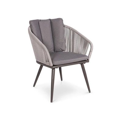 Metal AJUNION Muebles de exterior de 6 asientos con mesa de fuego y sillón de cuerda