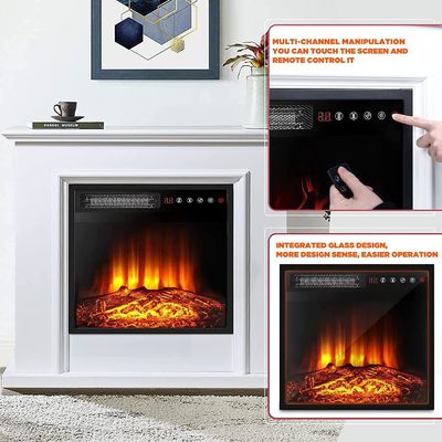 Pared de chimenea eléctrica de 18 pulgadas montada con termostato ajustable y control remoto