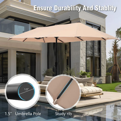 AJUNION 15 pies de doble cara Rectángulo impermeable Parasol con el techo resistente a la decoloración