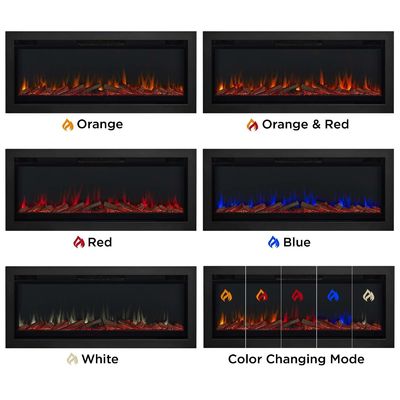 Inserto de chimenea eléctrica moderna montada en la pared con 6 colores de llama y vapor de agua 3D