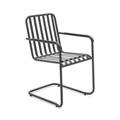 Muebles de jardín de exterior de acero metálico de 4 asientos con mesa cuadrada y sillas de comedor