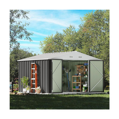 Herramientas de almacenamiento al aire libre Gran tamaño 8x10FT Casa de metal con 66,5 "de altura puertas de acero