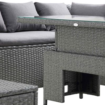 Sofá de comedor de esquina rectangular con mesa elevadora AJUNION Muebles de jardín de ratán