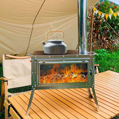 Patio al aire libre Acampada Fiesta de barbacoa Estufas portátiles de acero inoxidable de madera con chimenea