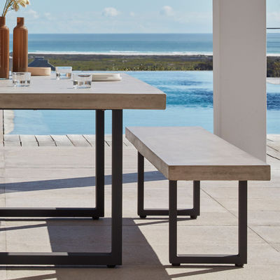 Muebles de exterior AJUNION Silla de jardín de aluminio moderno con mesa de comedor rectangular