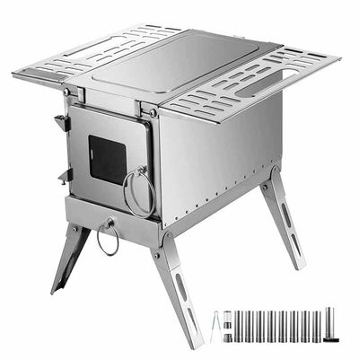 Estufa plegable de acero inoxidable ideal para acampar al aire libre y excursiones de senderismo