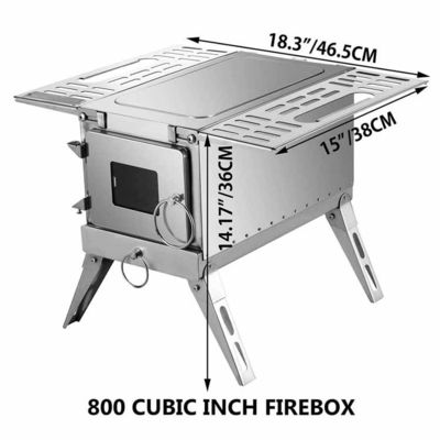 Estufa plegable de acero inoxidable ideal para acampar al aire libre y excursiones de senderismo
