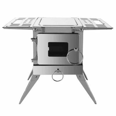 Estufa plegable de acero inoxidable ideal para acampar al aire libre y excursiones de senderismo