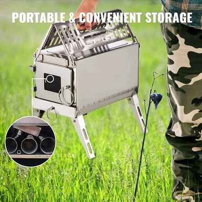 Estufa plegable de acero inoxidable ideal para acampar al aire libre y excursiones de senderismo