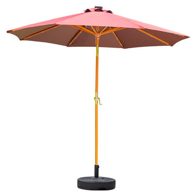 Madera maciza Parasol redondo Paraguas para camping al aire libre Muebles de jardín de patio