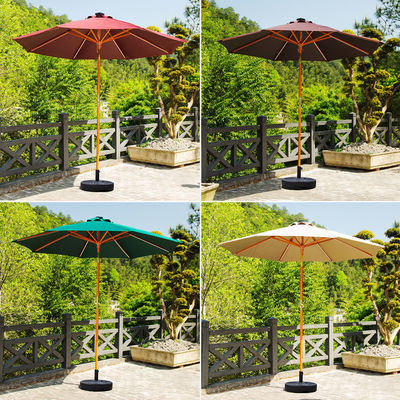 Madera maciza Parasol redondo Paraguas para camping al aire libre Muebles de jardín de patio