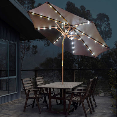 Madera maciza Parasol redondo Paraguas para camping al aire libre Muebles de jardín de patio