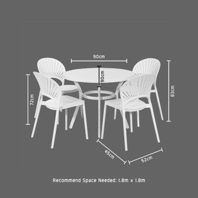Mesa redonda de comedor y silla L 52 x W45 x H83cm tamaño conjunto para la vida al aire libre por AJUNION