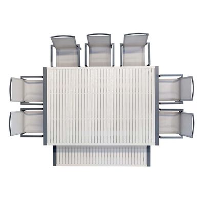 Conjunto de comedor al aire libre con banco AJUNION 9 piezas de marco de aluminio y mobiliario de patio de metal