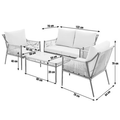 Transforma tu patio con el conjunto de muebles de metal AJUNION Silla tamaño W64 x D78 x H79cm