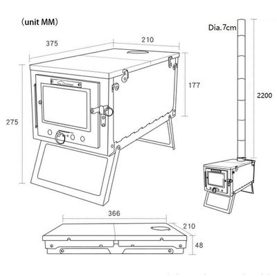 21*27.5*37.5 cm Mini estufa de calefacción ultraligera plegable para acampar al aire libre caminata Negro