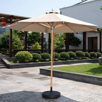Paraguas para jardín exterior de palo de madera para el patio Villa Restaurante Hotel