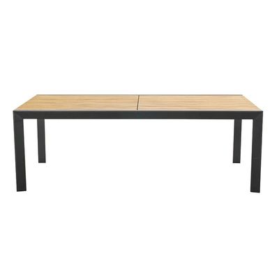 Y Envasado de correo 8 plazas Set de comedor al aire libre con muebles metálicos y mesa de madera de teca