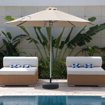 Muebles para exteriores Tubo redondo de aleación de aluminio con cuerda de tiro Paraguas para patio y piscina