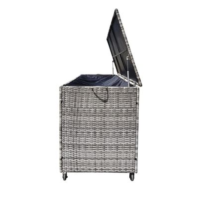 Cuadro de almacenamiento de jardín de Wicker Rattan con ruedas por AJUNION
