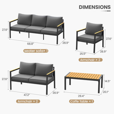 Muebles de jardín de metal modernos de 7 plazas para sofá seccional al aire libre y muebles de patio